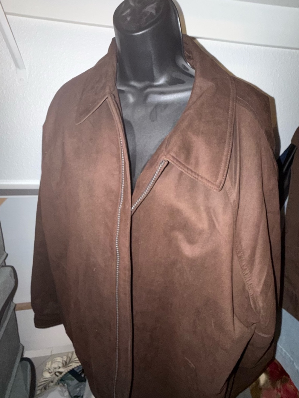 Men’s XL croft & barrow Brown Suede Lightweight Zip Shirt Jacket
